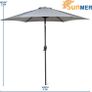 2.7M Grey Parasol Garden Umbrella Sun Shading | Water Repellent Polyester (UV 30)| Easy to Open and Close Crank Mechanism (FREE POSTAGE) Image 6
