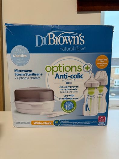 Dr. Brown's Anti-Colic Baby Bottles, Microwave Steam Sterilser and Botle Brush