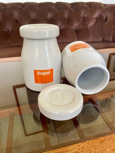 Vintage Typhoon Sugar and Tea Round Lidded Ceramic Jar Pantry Storage