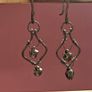 Stainless Steel Earrings with Bells, Handmade Wire Art, Geometric Dangles Image 4