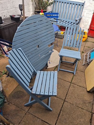 Garden table and chairs x 2