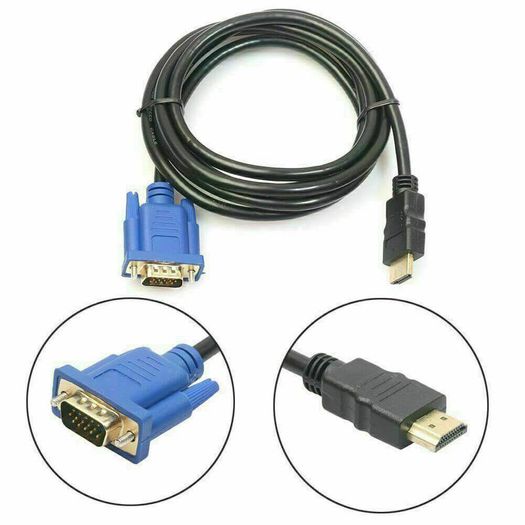 1.8m HDMI Male to VGA Male HD15 Video Adapter Cable Lead for TV Computer Monitor - FHT11CAB