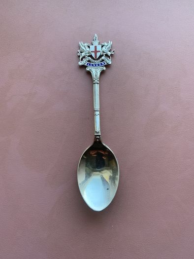 Sterling Silver London Souvenir Spoon Two Dragons and Red Cross