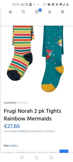 frugi Norah 2 pack tights 6-8y