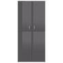Shoe Cabinet High Gloss Grey 80x39x178 cm Chipboard Image 4