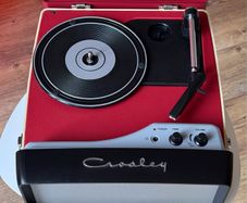 Crosley CR40 Vintage Portable Suitcase Record Player-Red & Cream