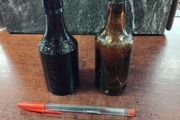 2 Antique Butter Colour Bottles