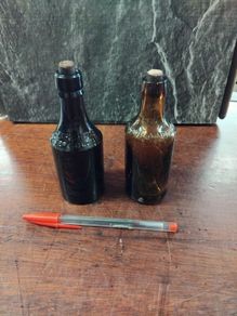 2 Antique Butter Colour Bottles