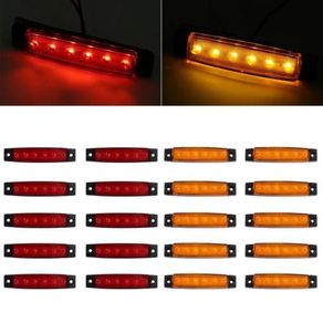 10x Amber or Red 6LED 3.8" Side Marker Indicators Light Yellow Truck Trailer