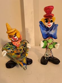 2 Murano Glass Clowns