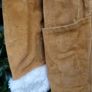 Ladies Leather Vintage tan and white leather coat Image 5