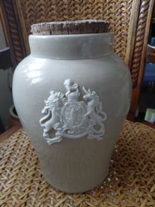 antique Royal Doulton glazed pot with cork lid
