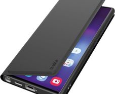 SBS Wallet Smooth Case for Samsung Galaxy S25+ Plus - Soft Touch Finish with Card Slot, Built-in Stand, Magnetic Closure, Easy Access to Buttons, Black