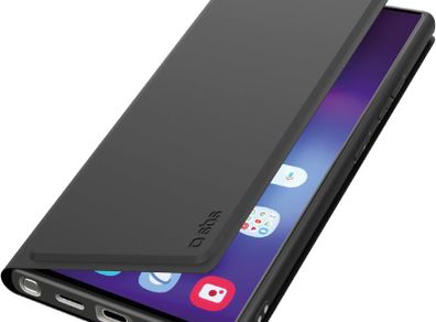 SBS Wallet Smooth Case for Samsung Galaxy S25+ Plus - Soft Touch Finish with Card Slot, Built-in Stand, Magnetic Closure, Easy Access to Buttons, Black