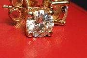 18kt Vermeil Hard Gold Plated 6mm Moissanite Solitaire Stud Earrings