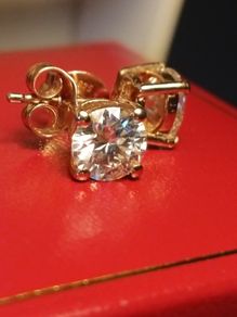 18kt Vermeil Hard Gold Plated 6mm Moissanite Solitaire Stud Earrings