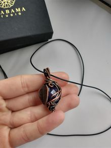 Handmade wire wrapping copper pendant with amethyst. NEW Alabama Studio