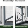 Chicken Coop with Nesting Box & Open Enclosure, Grey, House with Pull-out Tray Image 7
