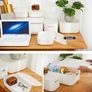White Plastic Storage Box with Handles and Lids Set Image 5