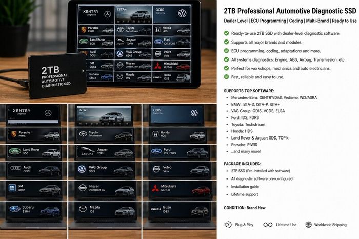 2TB Professional Automotive Diagnostic SSD | Dealer Level | ECU Programming | Coding | Multi-Brand | Ready to Use