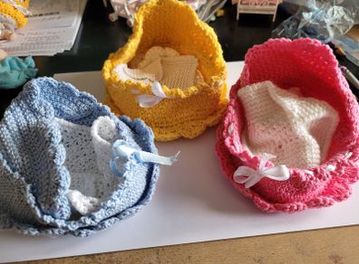 Miniature baby doll beds / bassinetts - handmade