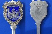 ISCON STEEL (Durgapur, India) - a rare commemorative enamelled silver spoon (c.1956). Hand-made.