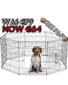 NEW SALE | 8 Panel Playpen Suitable for Dogs/Puppies/Cats & Rabbits foldable ideal for Indoor/Outdoor use puppy play pen (76cm, Black)