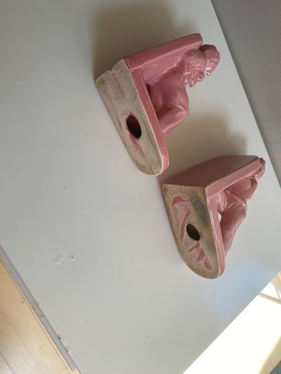 Vintage pink glazed  bookends
