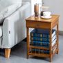 Bamboo Bedside Table with Drawer Bedroom Nightstand Plant Storage Shelving Unit Image 2