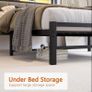 King Size Bed Frame with Storage and LED Lights,5ft Metal Platform Bed Frame King Size Bed Base with Charging Station,Mattress Base,Strong Slats Support,Under-bed Storage,Noise Free,Grey Image 3