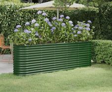 Garden Raised Bed Galvanised Steel 224x40x68 cm Green