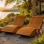 Set of 2 Acacia Wood Rocking Garden Loungers FSC Certified Ergonomic Relaxation Chairs Image 2