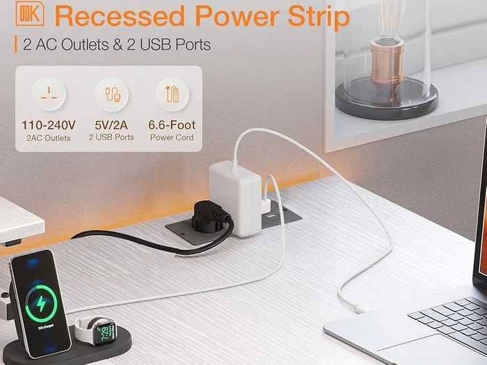 Corner Desk with Drawers, L Shaped Computer Desk 140x80cm with USB Charging Port & Power Outlet, Home Office Desk with Monitor Stand and PC Stand, Gaming Desks Workstations, White