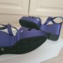 Navy satin wedge sandals Image 3