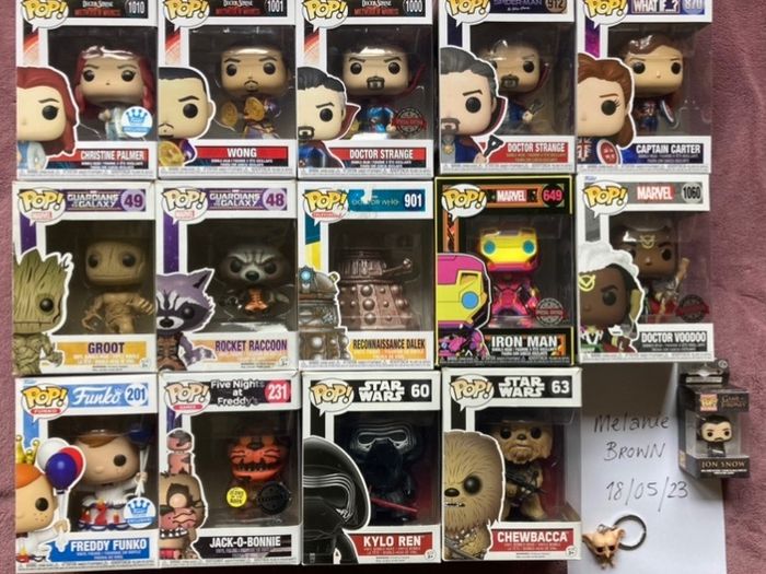 Funko Pop Pops Funko Store Exclusive Marvel Doctor Strange Voodoo Groot Rocket Raccon Christine Palmer Iron Man Blacklight Dalek Kylo Ren Chewbacca Harry Potter Dobby Jon Snow Guardians of the Galaxy Star Wars Doctor Who Freddy Funko