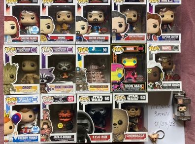 Funko Pop Pops Funko Store Exclusive Marvel Doctor Strange Voodoo Groot Rocket Raccon Christine Palmer Iron Man Blacklight Dalek Kylo Ren Chewbacca Harry Potter Dobby Jon Snow Guardians of the Galaxy Star Wars Doctor Who Freddy Funko