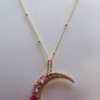 Vintage Sterling Silver 925 Gold Plated Moon Pendant Necklace length 20" - 6,1g Image 2