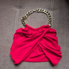 Red Chain Wrap Over Top with gold chain, size 10