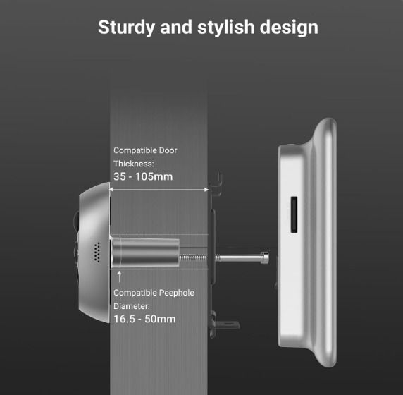 EZVIZ Peephole Camera, Door View Cam with 4.3 Monitor, 35-105mm Door Thickness, Wireless Doorbell Security Camera Wi-Fi, 1080P HD Video
