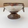 Small silver plated bowl with handles cast as lion's head holding a ring Image 2