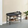 Shoe Storage Bench with Cushioned Seat  Faux Leather Entryway Bench Image 8