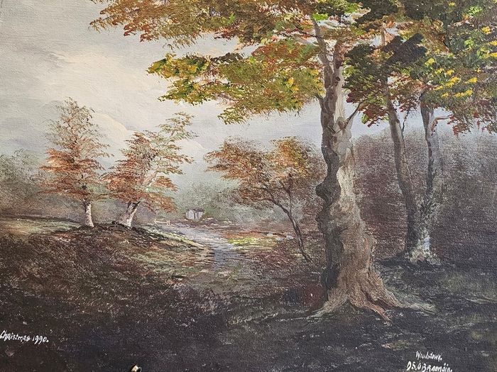 Danny Brennan,Beautiful Original Irish Landscape Painting in Frame  "On the Bank at Woodstown, Co. Waterford"