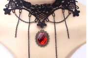 Goth Style Necklace with a Blood Stone
