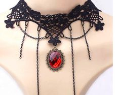 Goth Style Necklace with a Blood Stone