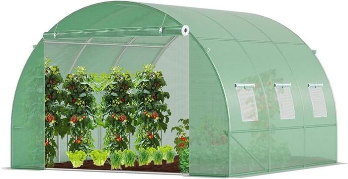 Polytunnel Greenhouse 3x3x2 m 9m Poly Tunnels Gardening Walk In Pollytunnel Tent with Steel Frame