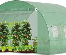 Polytunnel Greenhouse 3x3x2 m 9m Poly Tunnels Gardening Walk In Pollytunnel Tent with Steel Frame