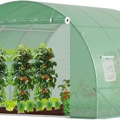 Polytunnel Greenhouse 3x3x2 m 9m Poly Tunnels Gardening Walk In Pollytunnel Tent with Steel Frame