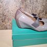 womens CLARKS CAPRICORN SKYW wedges shoes purple taupe patent Size UK 7 E EU 41 boxed Image 3