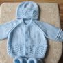 Hand Knitted Baby's Cardigan, Hat & bootie's Image 2