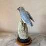 Hand-Carved Blue Chalcedony Songbird on Natural Amazonite Matrix Base Image 2